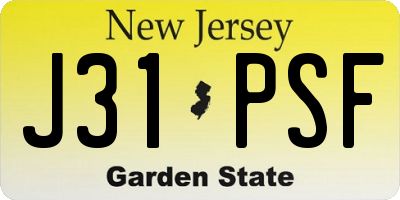 NJ license plate J31PSF