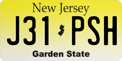 NJ license plate J31PSH
