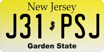 NJ license plate J31PSJ