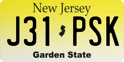 NJ license plate J31PSK