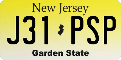 NJ license plate J31PSP