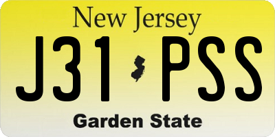 NJ license plate J31PSS