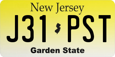NJ license plate J31PST