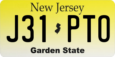 NJ license plate J31PTO