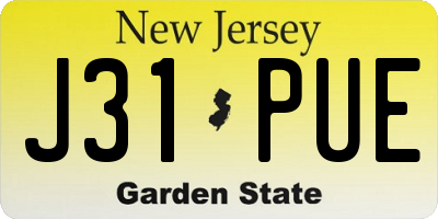 NJ license plate J31PUE