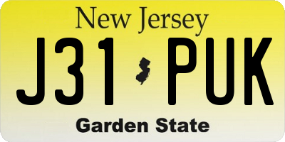 NJ license plate J31PUK