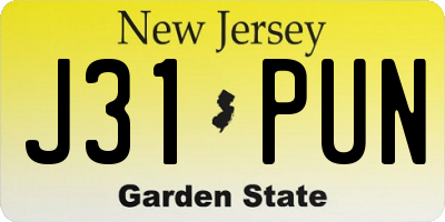 NJ license plate J31PUN
