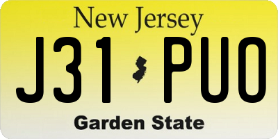 NJ license plate J31PUO