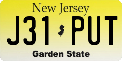 NJ license plate J31PUT