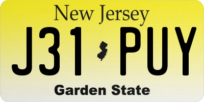NJ license plate J31PUY