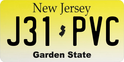 NJ license plate J31PVC