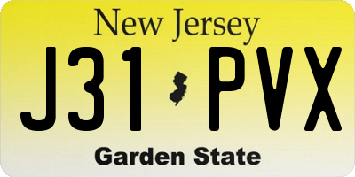 NJ license plate J31PVX