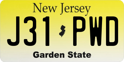 NJ license plate J31PWD