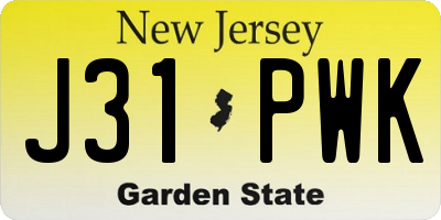 NJ license plate J31PWK