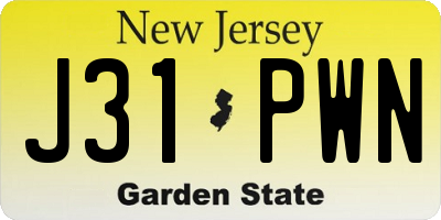 NJ license plate J31PWN