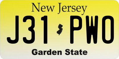 NJ license plate J31PWO