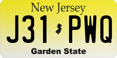 NJ license plate J31PWQ