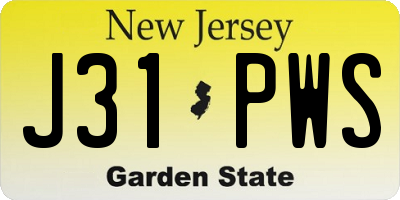 NJ license plate J31PWS