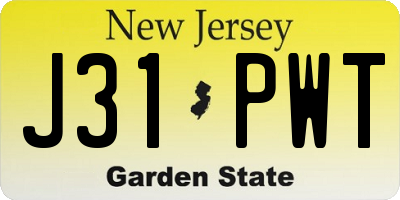 NJ license plate J31PWT
