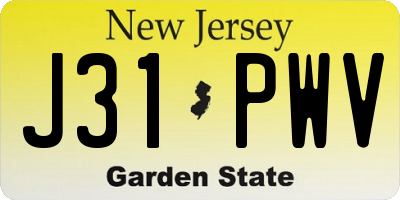 NJ license plate J31PWV