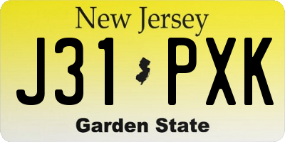 NJ license plate J31PXK