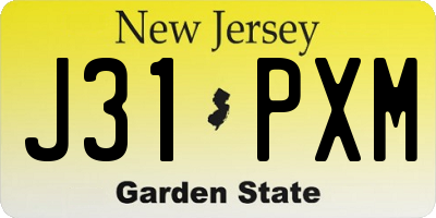 NJ license plate J31PXM