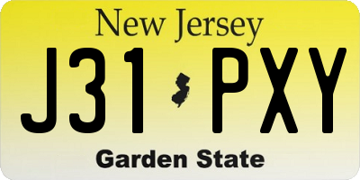 NJ license plate J31PXY