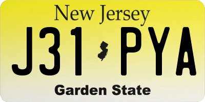 NJ license plate J31PYA