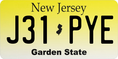 NJ license plate J31PYE