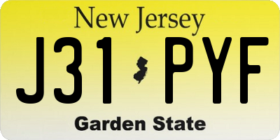 NJ license plate J31PYF