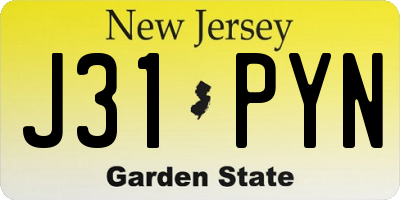 NJ license plate J31PYN