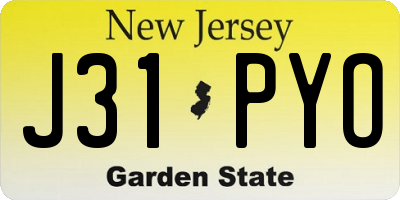 NJ license plate J31PYO