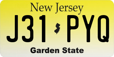 NJ license plate J31PYQ