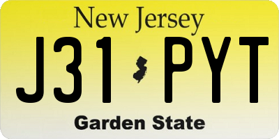 NJ license plate J31PYT