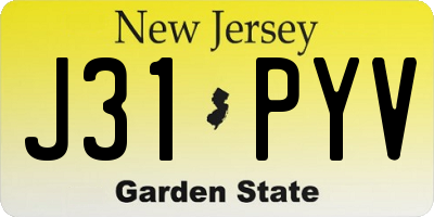 NJ license plate J31PYV