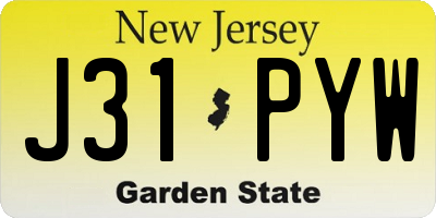 NJ license plate J31PYW