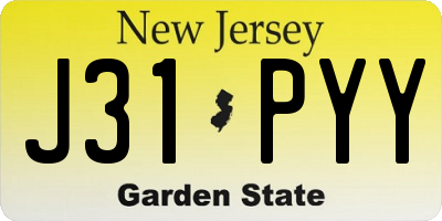 NJ license plate J31PYY