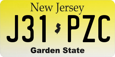 NJ license plate J31PZC