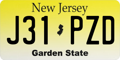 NJ license plate J31PZD