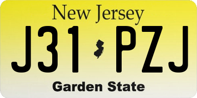 NJ license plate J31PZJ