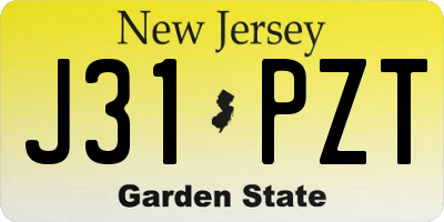 NJ license plate J31PZT