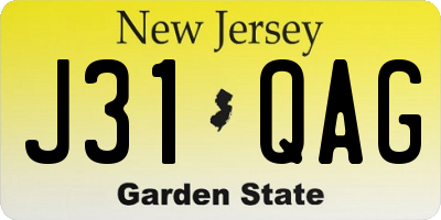 NJ license plate J31QAG