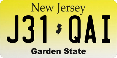 NJ license plate J31QAI