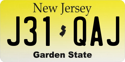 NJ license plate J31QAJ