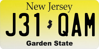 NJ license plate J31QAM