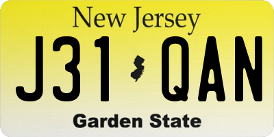 NJ license plate J31QAN