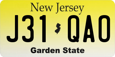 NJ license plate J31QAO