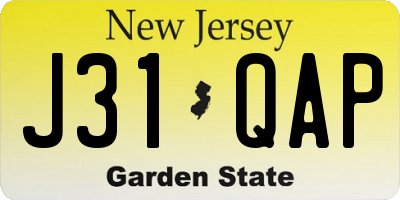 NJ license plate J31QAP