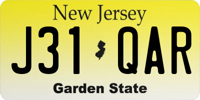 NJ license plate J31QAR