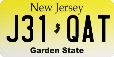 NJ license plate J31QAT